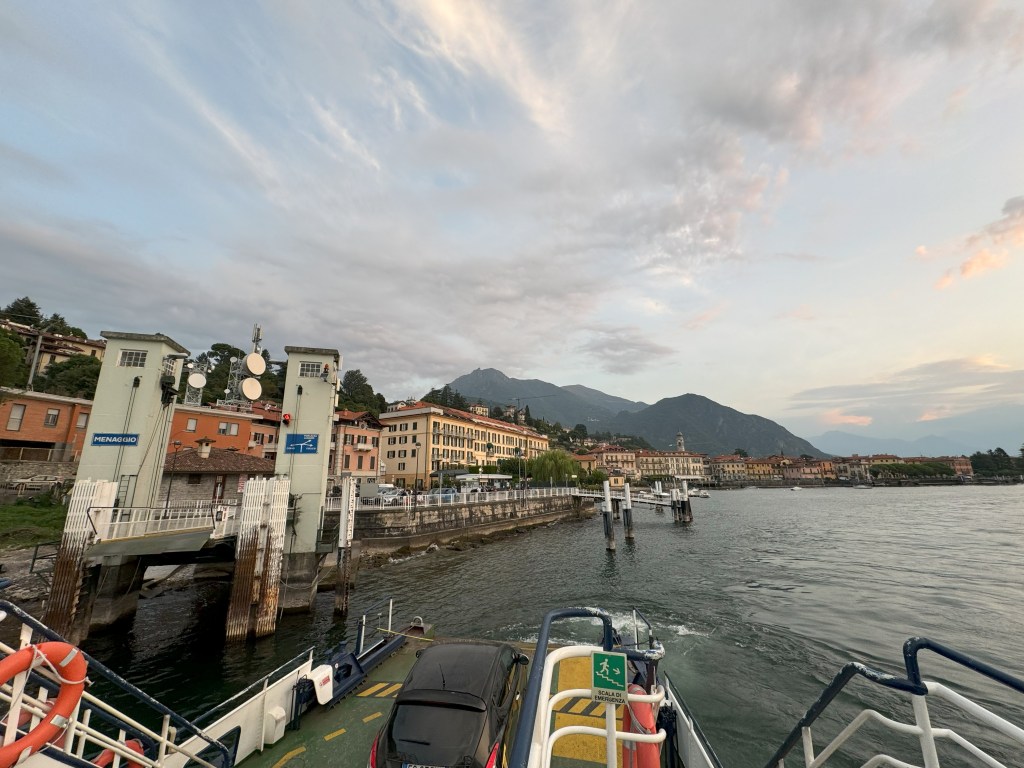 Aboard a ferry arriving in Menaggio, Italy