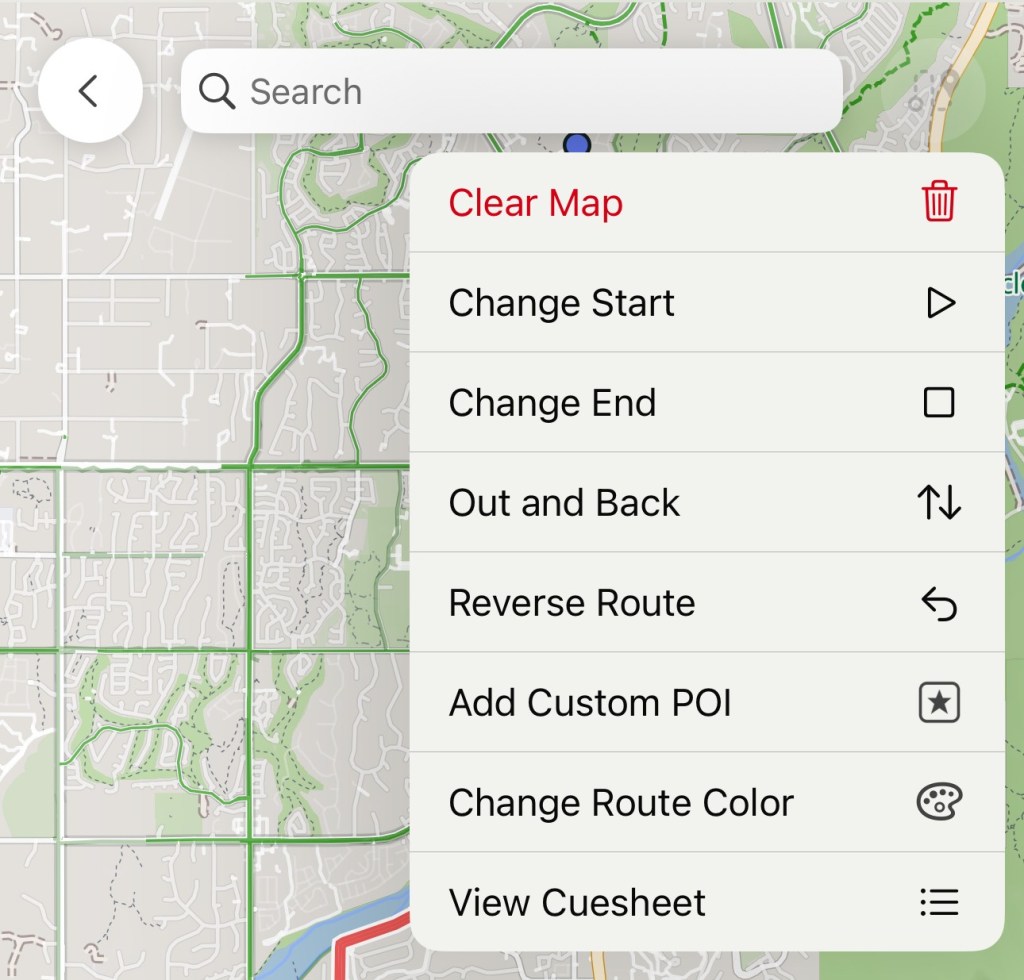 User interface screenshot of Ride with GPS.