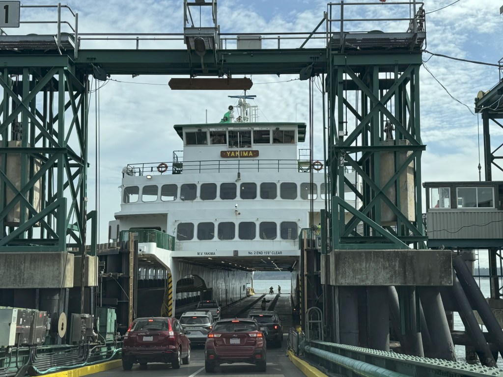 Loading vehicles onto the Yakima ferry