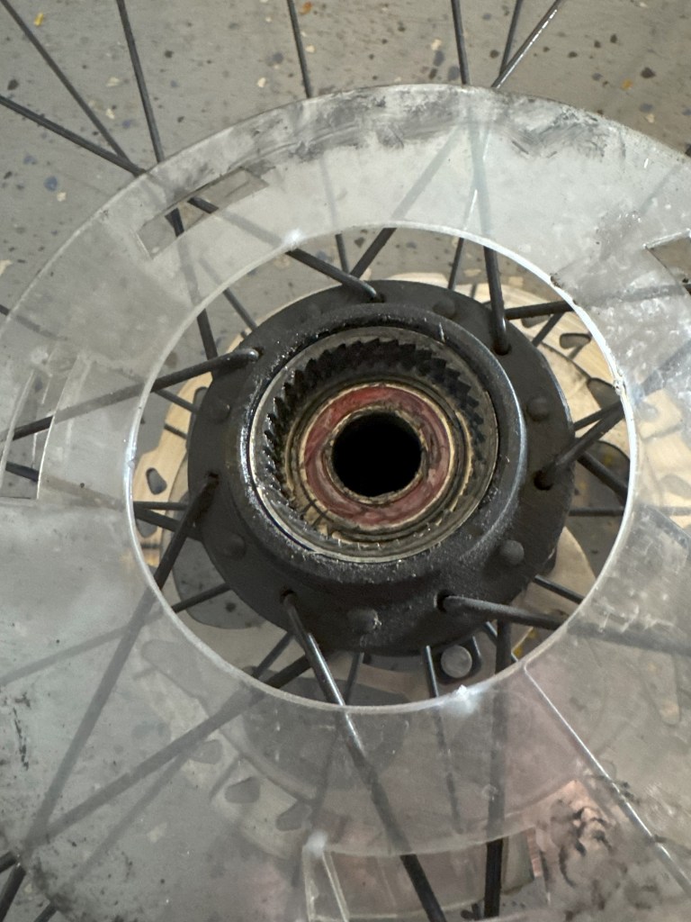 The internals of a wheel hub