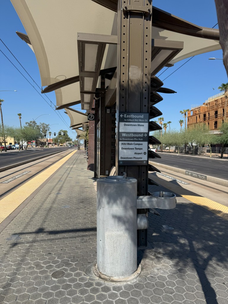 A light rail station in Mesa, Arizona.
