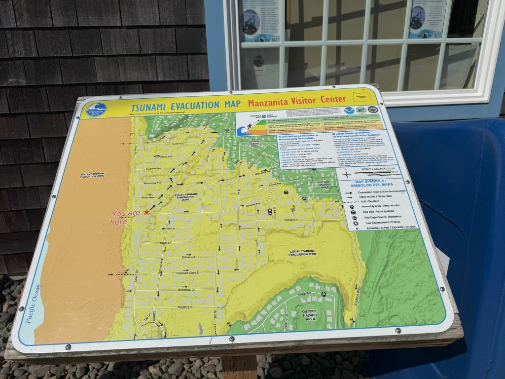 Tsunami evacuation map in Manzanita, OR.