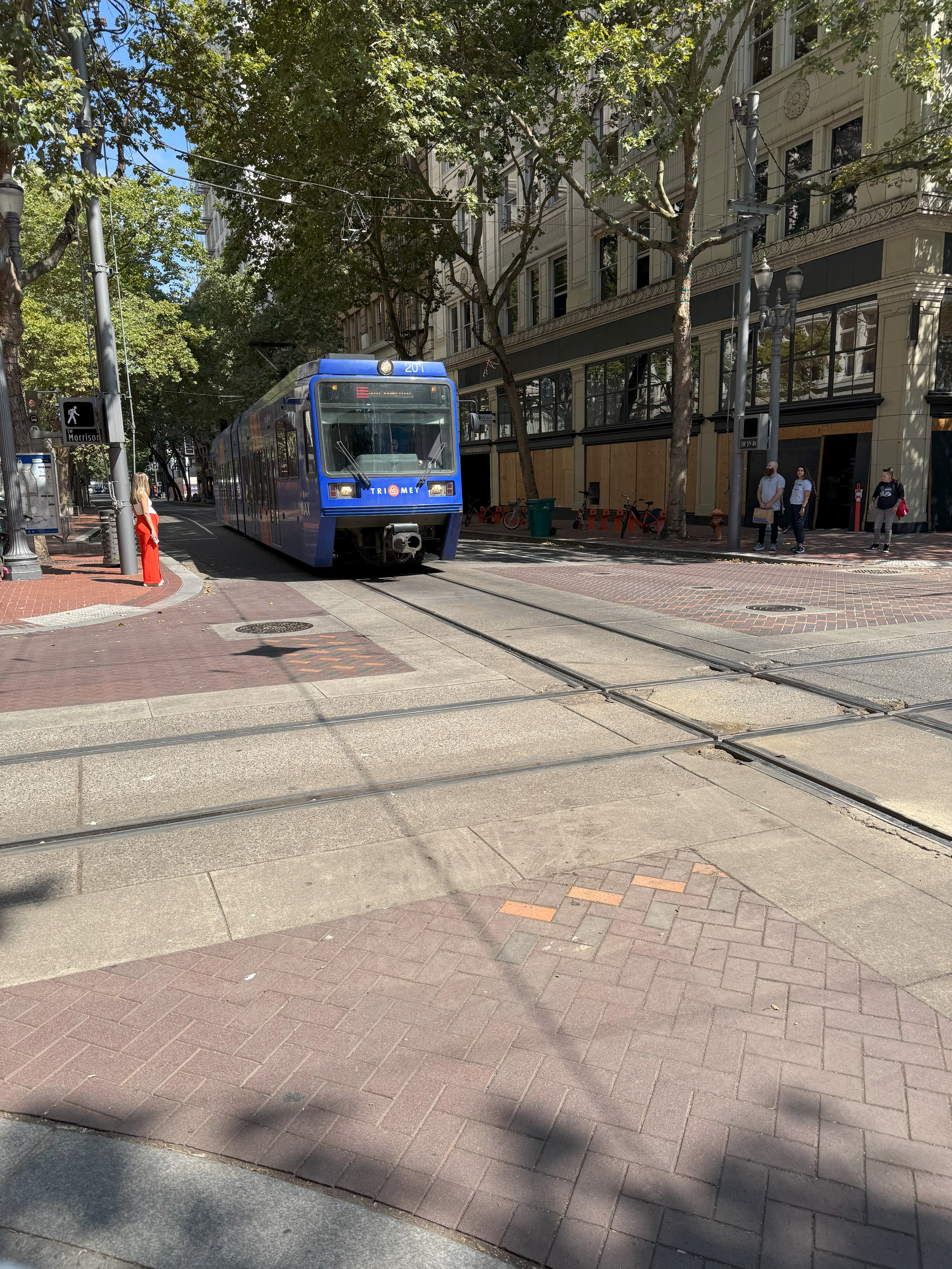 The MAX travels through downtown Portland