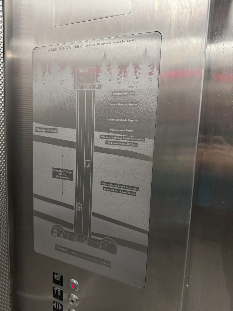 A diagram inside the Washington Park elevator shows the geology of the station