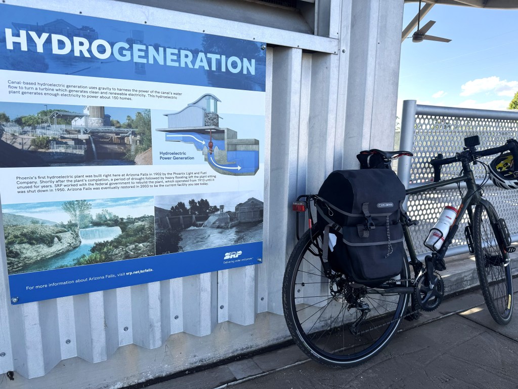A sign provides information about hydroelectric generation. 
