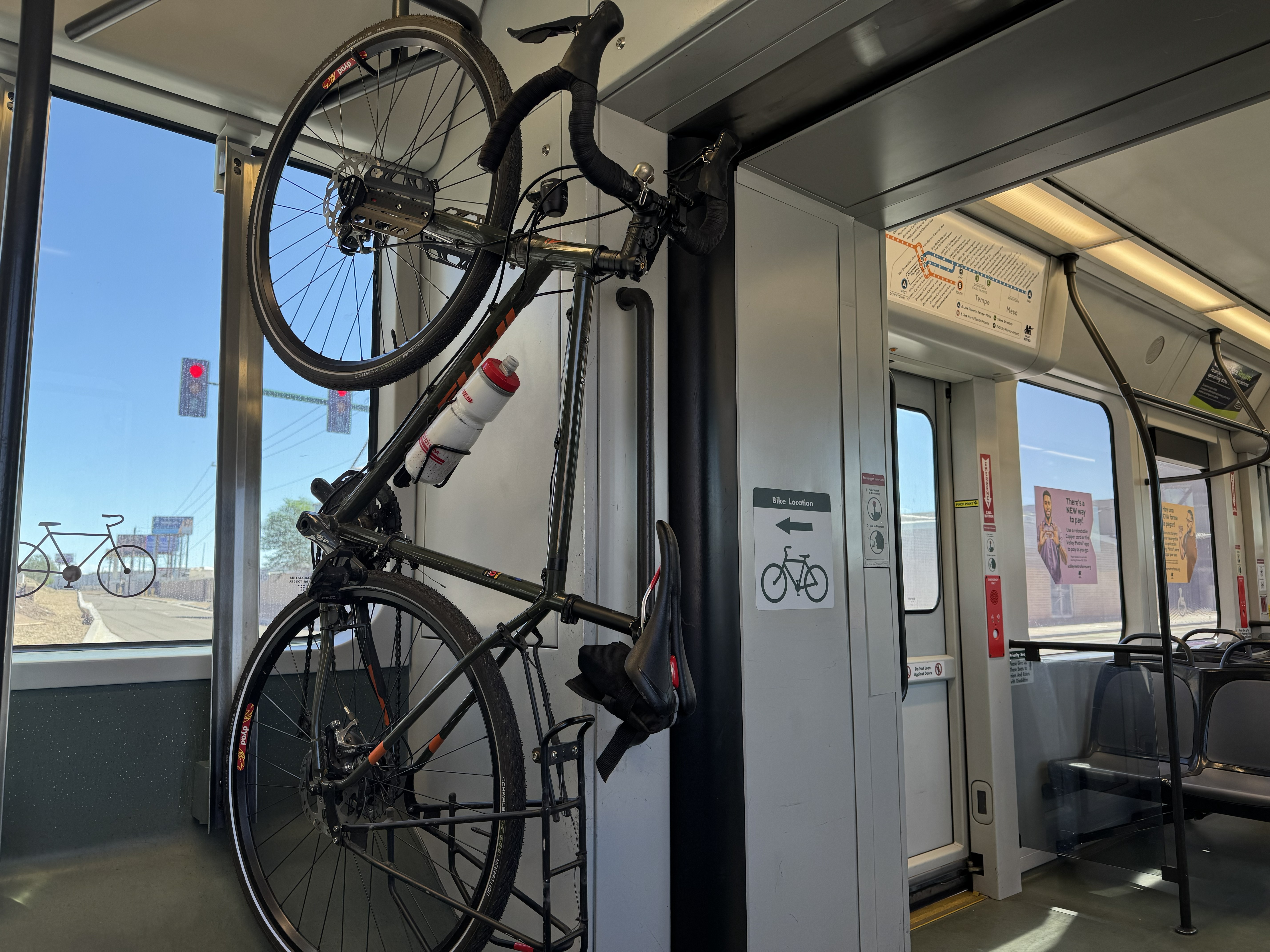A bicycle aboard light rail 