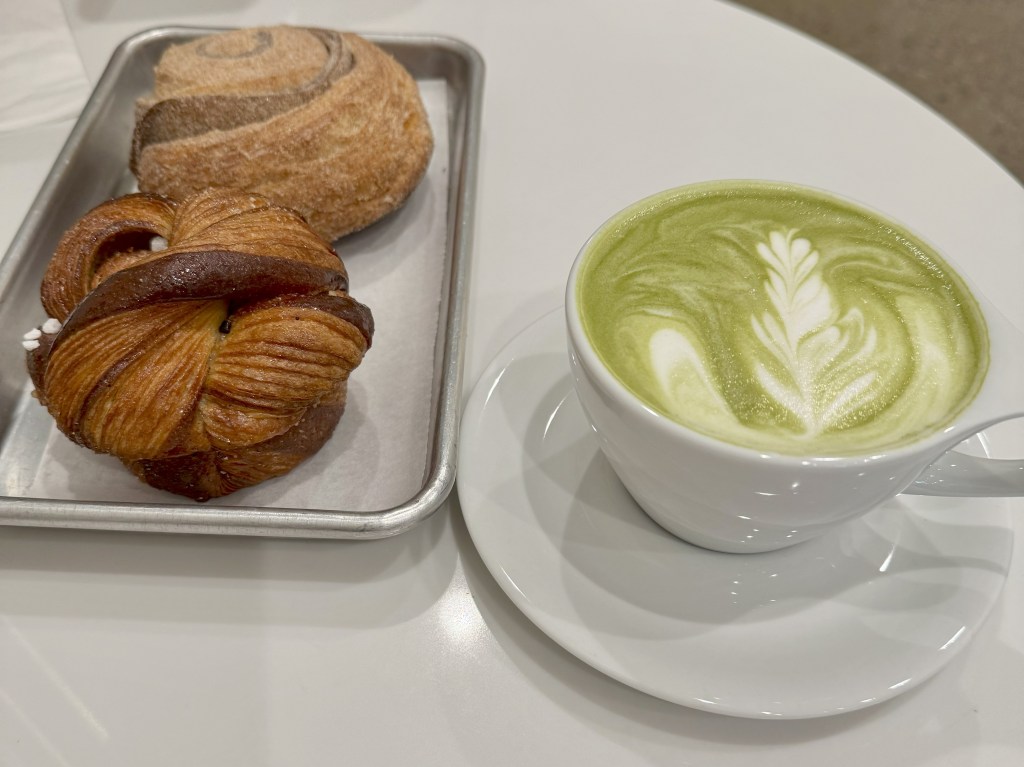 Pastries and a matcha latte