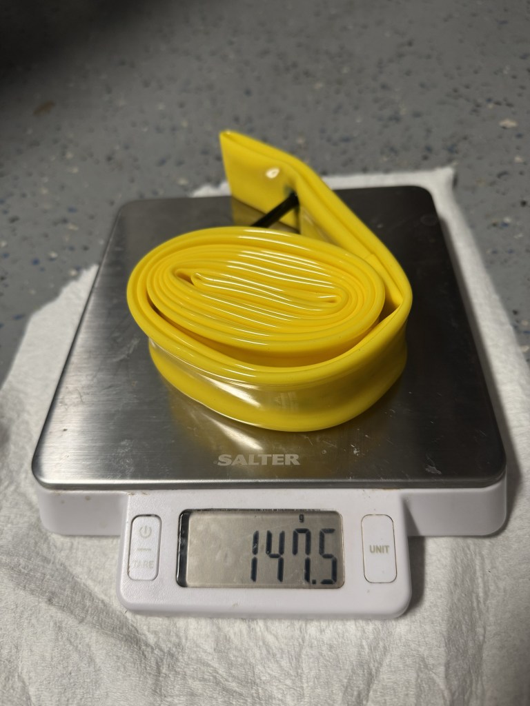 Pirelli Cinturato TPU tube on scale