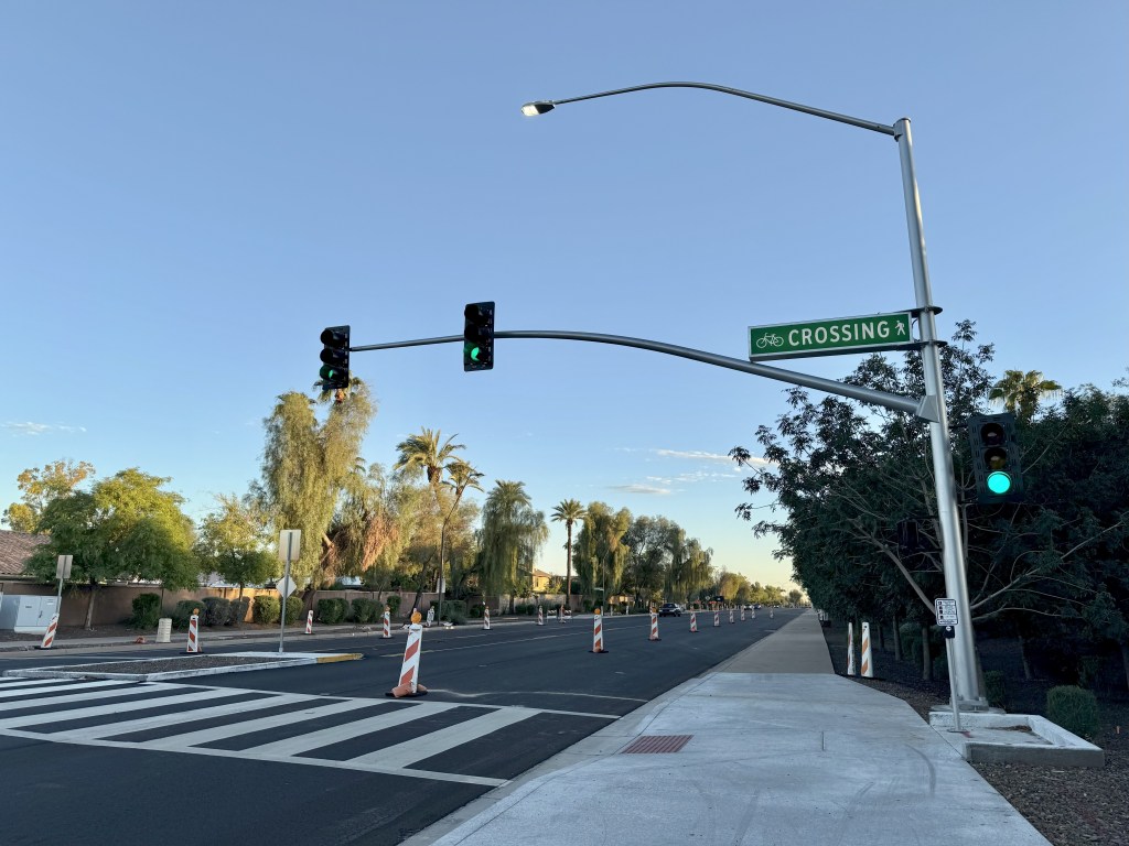A new bicycle crossing in Tempe, Arizona.
