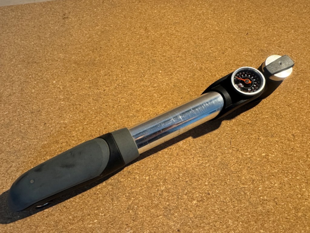 A chrome SKS bicycle frame pump